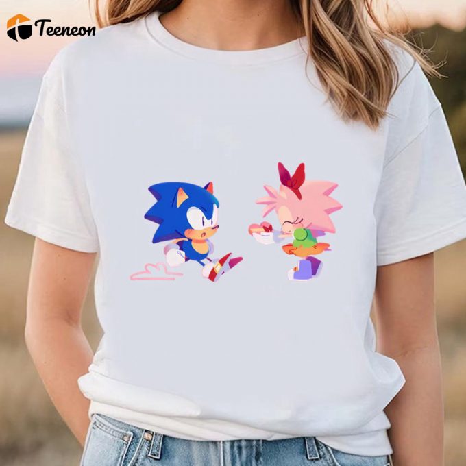 Cute Valentines Day Shirts, Sonic The Hedgehog Amy Rose Love Valentine T-Shirt 1