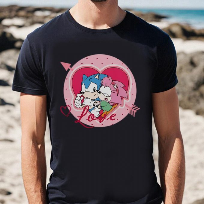 Cute Valentines Day Shirts, Sonic The Hedgehog Amy Rose Love Valentine’s T-Shirt 3