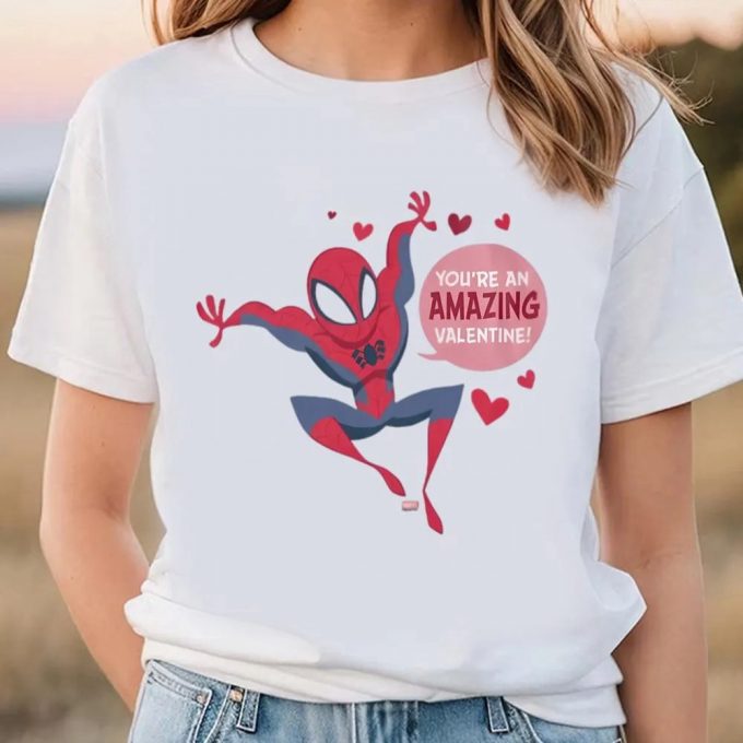 Cute Valentines Day Shirts, Spiderman Valentine You’re An Amazing Valentine T-Shirt 2