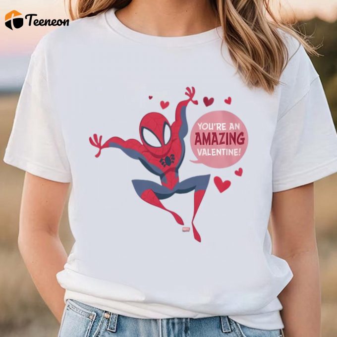 Cute Valentines Day Shirts, Spiderman Valentine You’re An Amazing Valentine T-Shirt 1