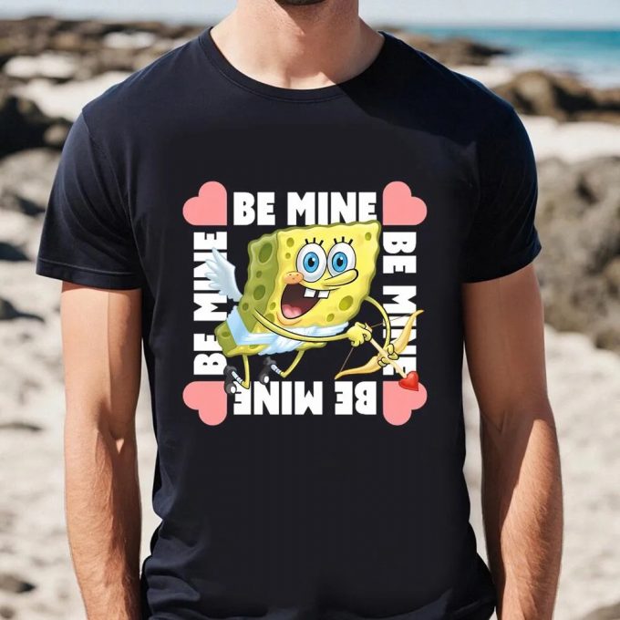 Cute Valentines Day Shirts, Spongebob Squarepants Valentine’s Day Cupid Be Mine T-Shirt 2