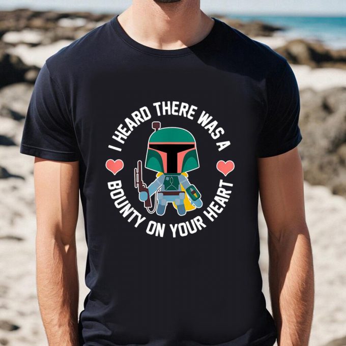 Cute Valentines Day Shirts, Star Wars Boba Fett Bounty Heart Valentine’s T-Shirt 2