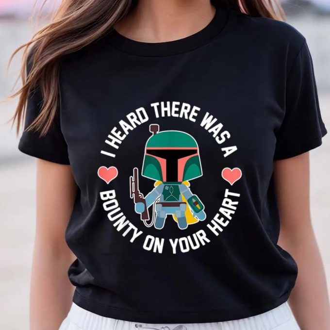 Cute Valentines Day Shirts, Star Wars Boba Fett Bounty Heart Valentine’s T-Shirt 3