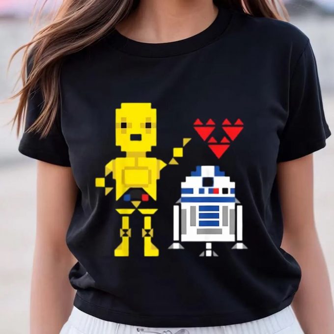 Cute Star Wars C-3Po R2-D2 Droid Love Valentine’s T-Shirt 2