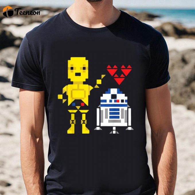 Cute Star Wars C-3Po R2-D2 Droid Love Valentine’s T-Shirt 1