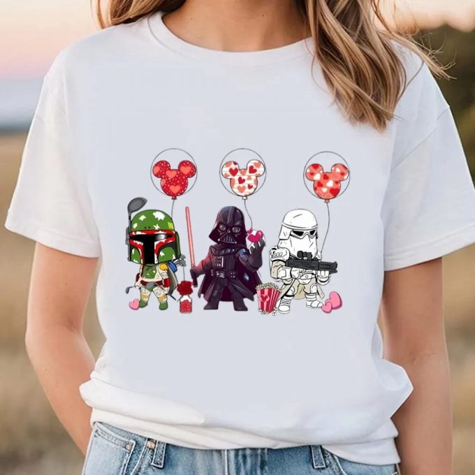 Cute Valentines Day Shirts, Star Wars Characters Valentine Day Shirt Disney Mickey Ears Balloon Valentine Shirt 2