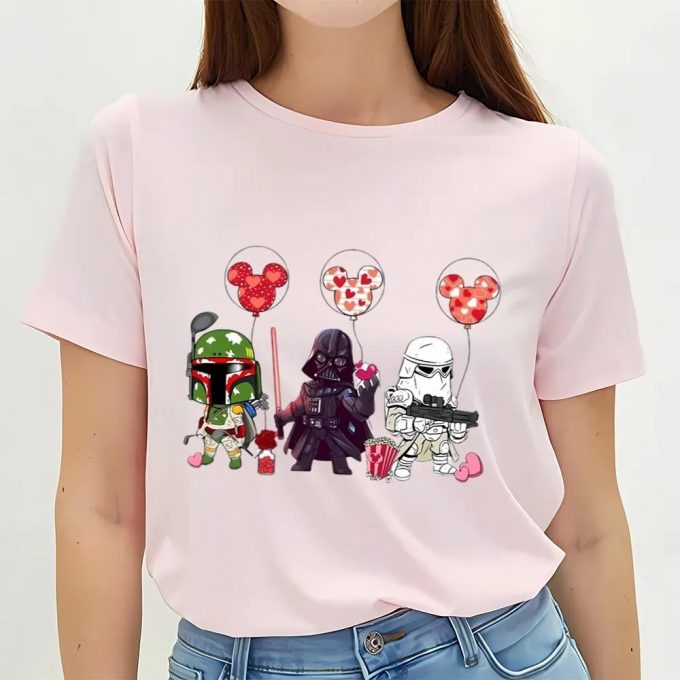 Cute Valentines Day Shirts, Star Wars Characters Valentine Day Shirt Disney Mickey Ears Balloon Valentine Shirt 3