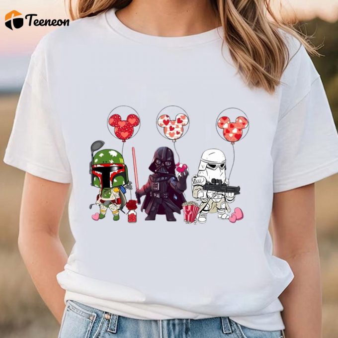 Cute Valentines Day Shirts, Star Wars Characters Valentine Day Shirt Disney Mickey Ears Balloon Valentine Shirt 1