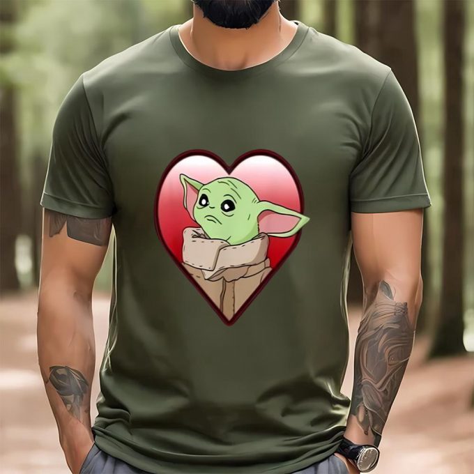 Cute Valentines Day Shirts, Star Wars Valentine Baby Yoda Hug Hear Valentine Shirt 2