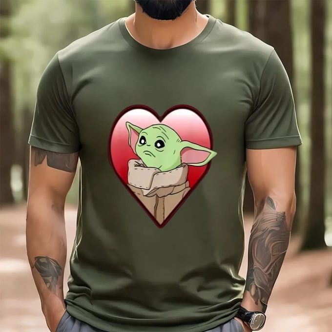 Cute Valentines Day Shirts, Star Wars Valentine Baby Yoda Hug Hear Valentine Shirt 3