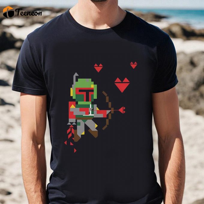 Cute Valentines Day Shirts, Star Wars Valentine’s Day Boba Fett Cupid T-Shirt 1