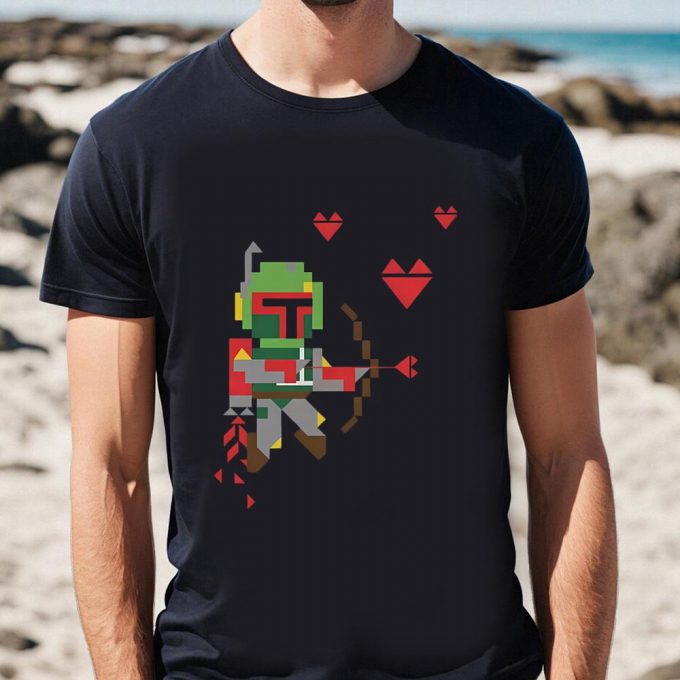 Cute Valentines Day Shirts, Star Wars Valentine’s Day Boba Fett Cupid T-Shirt 2