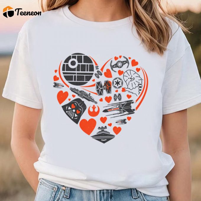 Cute Valentines Day Shirts, Star Wars Valentine’s Day Galaxy Heart T-Shirt 1