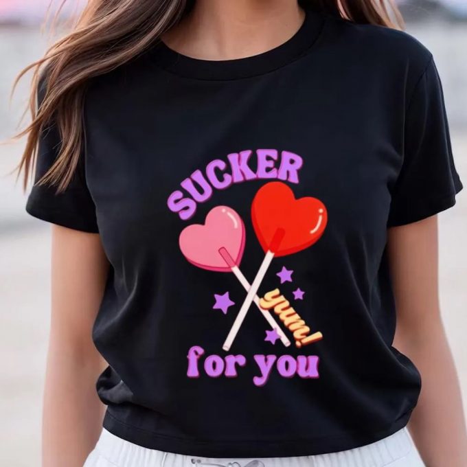 Cute Valentines Day Shirts: Sucker For You Valentine Candy Shirt 4