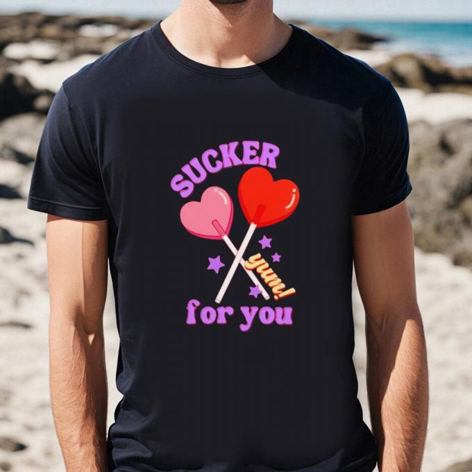 Cute Valentines Day Shirts: Sucker For You Valentine Candy Shirt 6