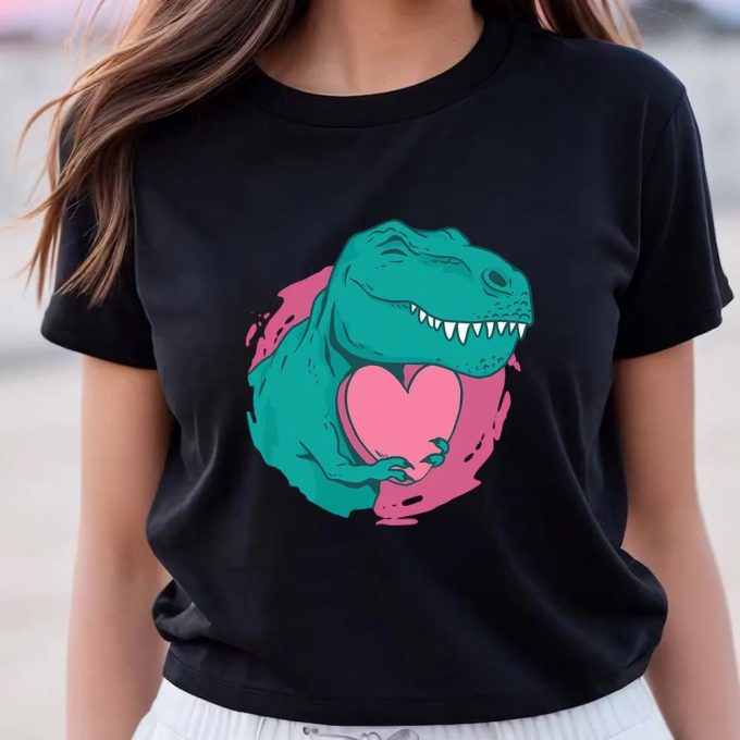 Cute T-Rex Valentine Heart Shirt: Unique Valentines Day Shirts 6