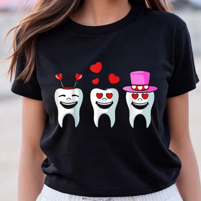 Cute Tooth Hearts Valentines Day Shirt For Dentists &Amp; Dental Hygienists 2