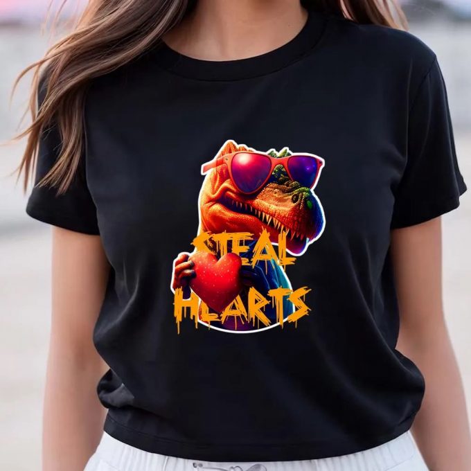 Cute Valentines Day Shirts: Trex Steal Heart T-Shirt For A Lovable Look! 7