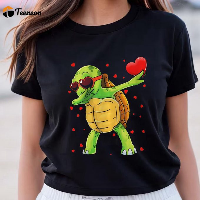 Cute Valentine S Day Turtle Lover T-Shirts - Funny Dab Dance Express Your Love 1