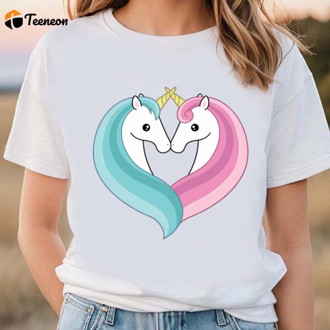 Cute Unicorn Heart Valentine T-Shirt: Perfect For Valentine S Day 1