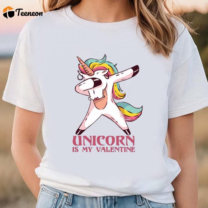 Cute Unicorn Valentines Day T-Shirt: Rainbow Love For Your Valentine 1