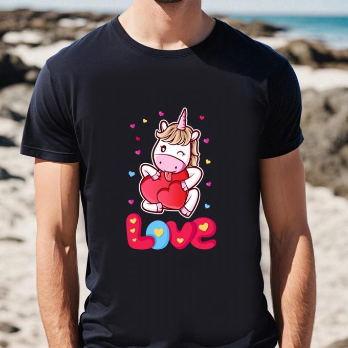 Cute Valentine S Day Shirts: Unicorn Love Heart T-Shirt 5