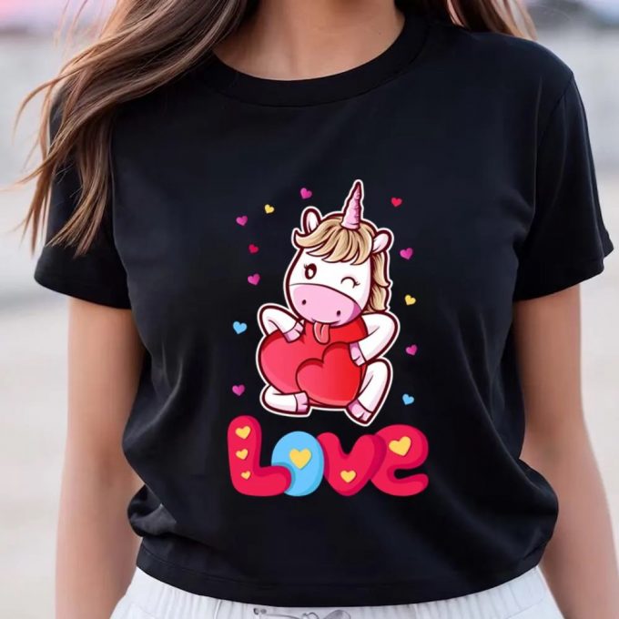 Cute Valentine S Day Shirts: Unicorn Love Heart T-Shirt 6