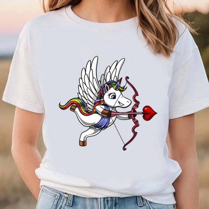 Cute Unicorn Valentines Day Cupid T-Shirt: Spread Love With Trendy Shirts 3