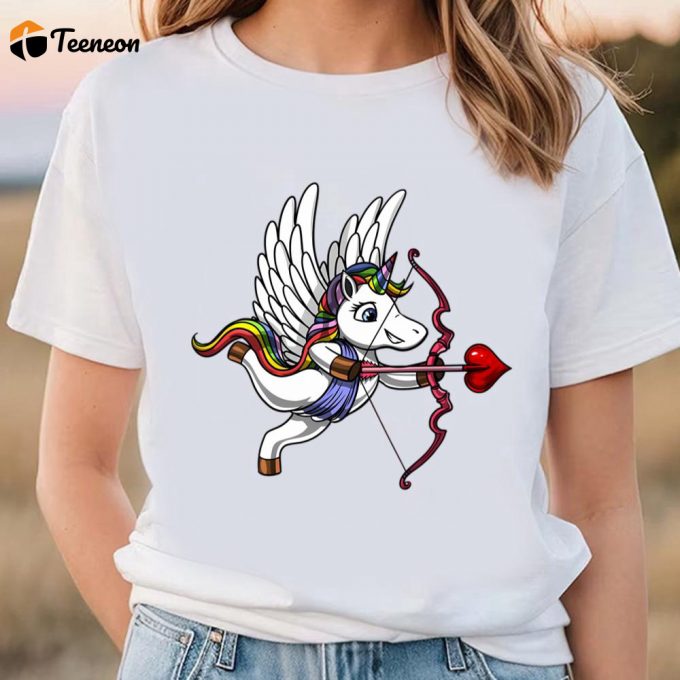 Cute Unicorn Valentines Day Cupid T-Shirt: Spread Love With Trendy Shirts 1