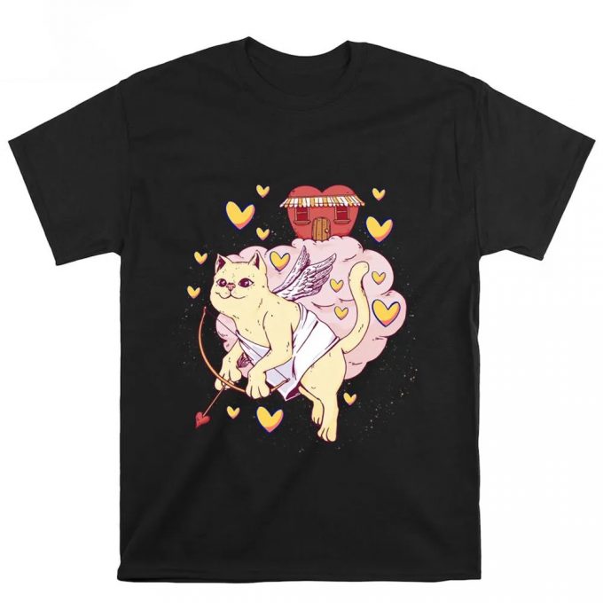 Cute Valentine Cat Cupid T-Shirt: Perfect For Valentines Day! 5