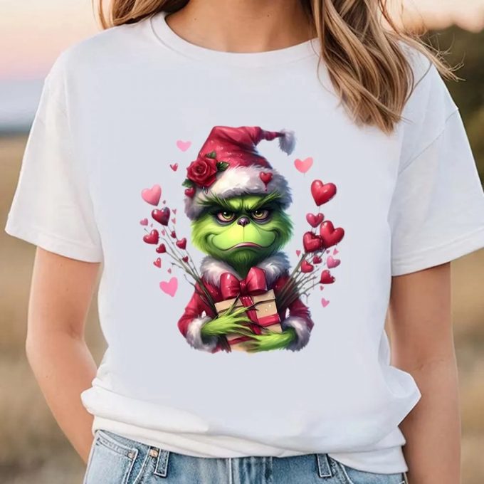 Cute Valentines Day Shirts, Valentine Grinch With Hearts Valentine Shirt 3