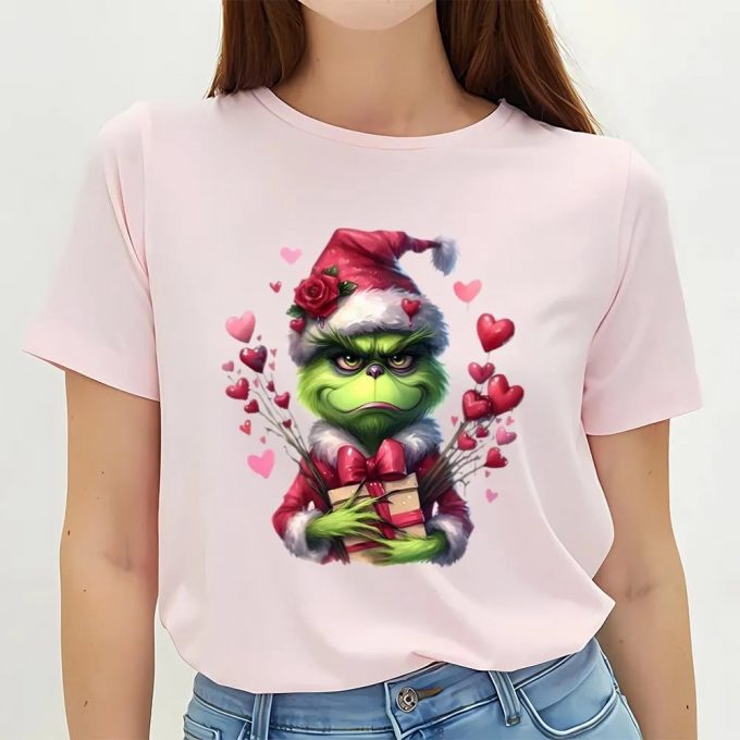 Cute Valentines Day Shirts, Valentine Grinch With Hearts Valentine Shirt 2