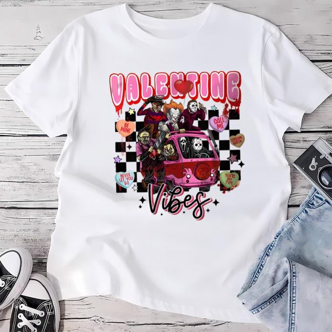 Cute Valentines Day Shirts, Valentine Horror Movie Characters Lover Vibes Limited Edition T-Shirts 3