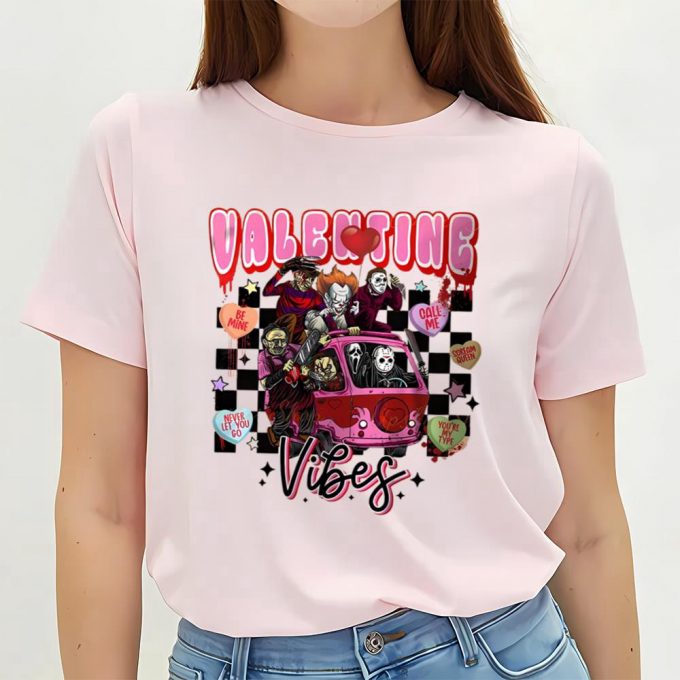 Cute Valentines Day Shirts, Valentine Horror Movie Characters Lover Vibes Limited Edition T-Shirts 2