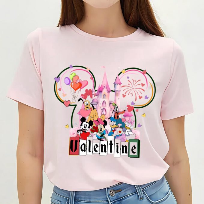 Cute Valentines Day Shirts, Valentine Mouse Couple Disney Castle Love Valentine’s Day Shirt 2