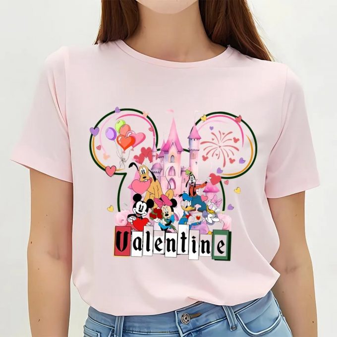 Cute Valentines Day Shirts, Valentine Mouse Couple Disney Castle Love Valentine’s Day Shirt 3