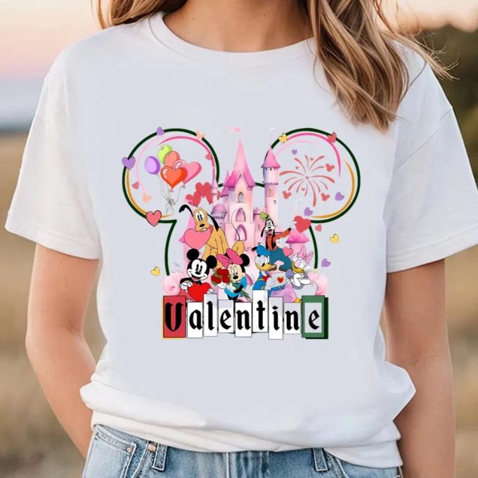 Cute Valentines Day Shirts, Valentine Mouse Couple Disney Castle Love Valentine’s Day Shirt 2