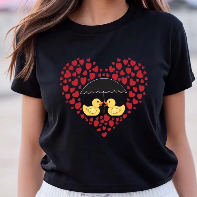 Cute Valentines Day Shirts, Valentine Rubber Ducks T-Shirts Heart Rain Gifts 2