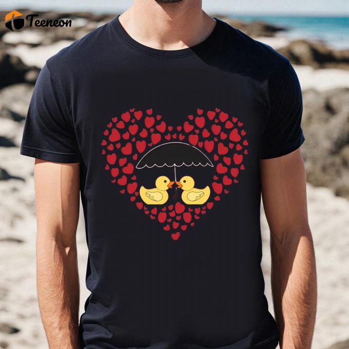 Cute Valentines Day Shirts, Valentine Rubber Ducks T-Shirts Heart Rain Gifts 1