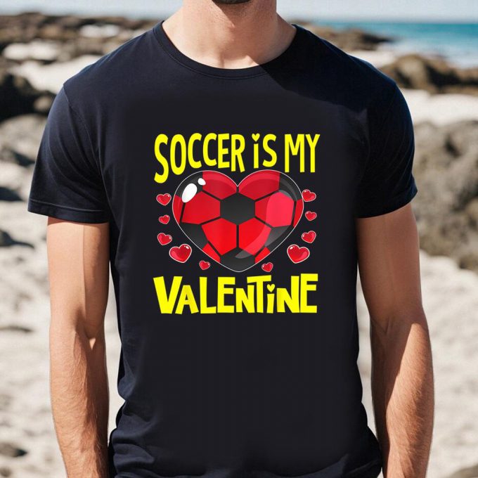 Cute Valentines Day Shirts, Valentine Shirts For Girls Gifts Soccer Heart Women Kids T-Shirt 3