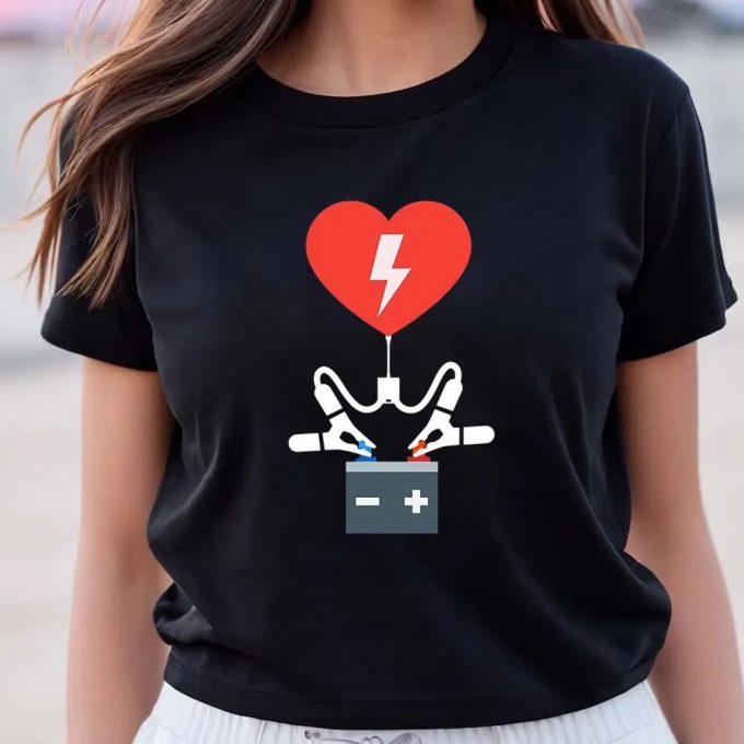 Cute Valentines Day Shirts, Valentine Tee Charging Heart Battery Valentine T-Shirt 2