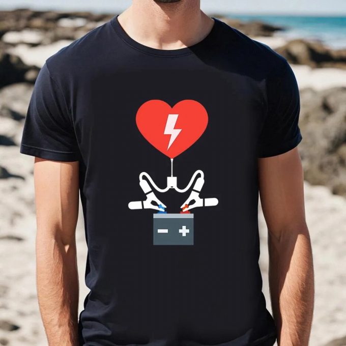 Cute Valentines Day Shirts, Valentine Tee Charging Heart Battery Valentine T-Shirt 3