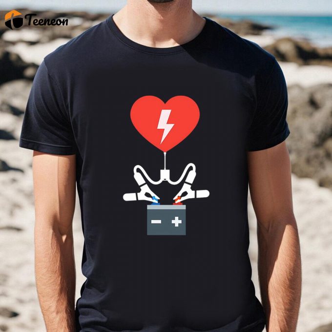 Cute Valentines Day Shirts, Valentine Tee Charging Heart Battery Valentine T-Shirt 1