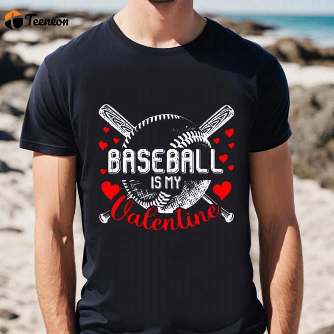 Cute Valentines Day Shirts, Valentine’s Day Baseball Is My Valentine Boys Girls Shirt 1