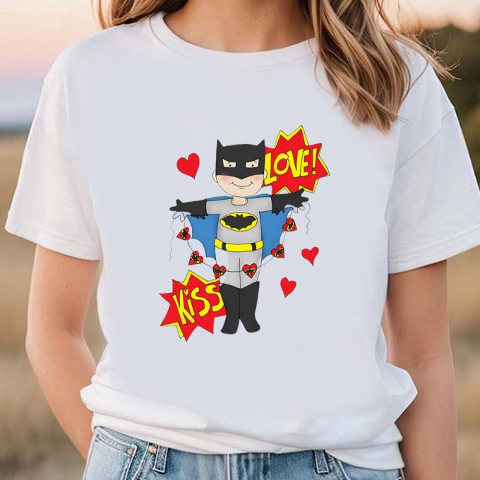 Cute Valentines Day Shirts, Valentine’s Day Batman Kiss Love T-Shirt 2