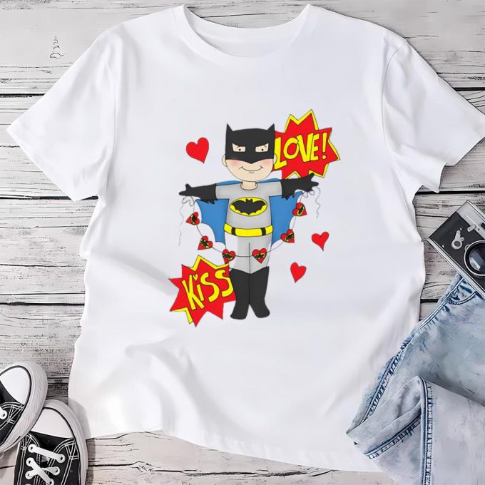 Cute Valentines Day Shirts, Valentine’s Day Batman Kiss Love T-Shirt 3