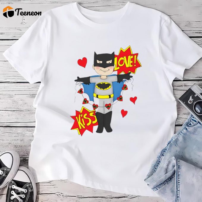 Cute Valentines Day Shirts, Valentine’s Day Batman Kiss Love T-Shirt 1