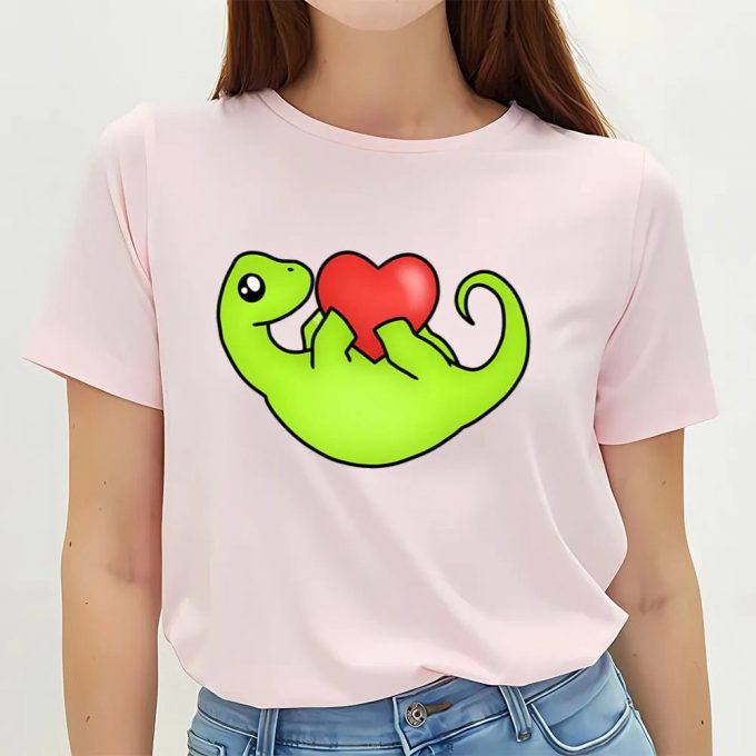 Cute Valentines Day Shirts, Valentines Day Be My Valentine Cute Brachiosaurus Holding A Heart Valentine T-Shirt 2