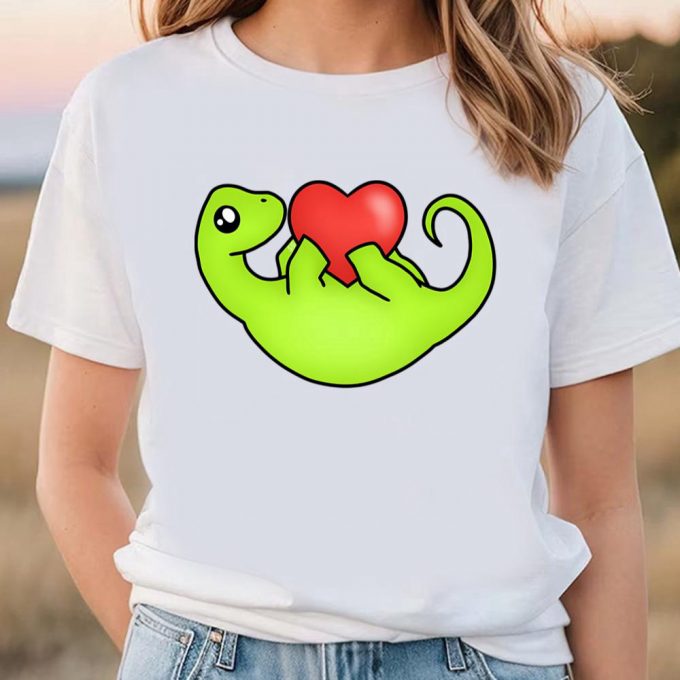 Cute Valentines Day Shirts, Valentines Day Be My Valentine Cute Brachiosaurus Holding A Heart Valentine T-Shirt 3