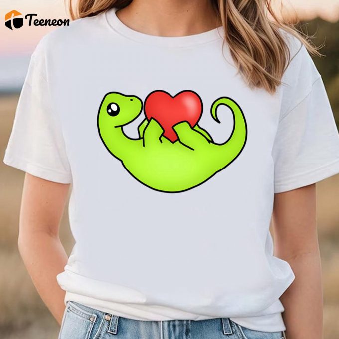 Cute Valentines Day Shirts, Valentines Day Be My Valentine Cute Brachiosaurus Holding A Heart Valentine T-Shirt 1